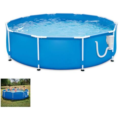 EDG – Piscine tubulaire ronde 366 cm – Hauteur 76 cm – Filtration SFX330 2,3m3/h – Liner épaisseur 0,56 mm – Prête à baigner (1/4)