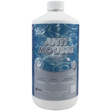 EDG – Réducteur d'écume pour spa et piscine – Action rapide contre mousse – Compatible tous traitements – Formule sans silicone – Bidon 1 L