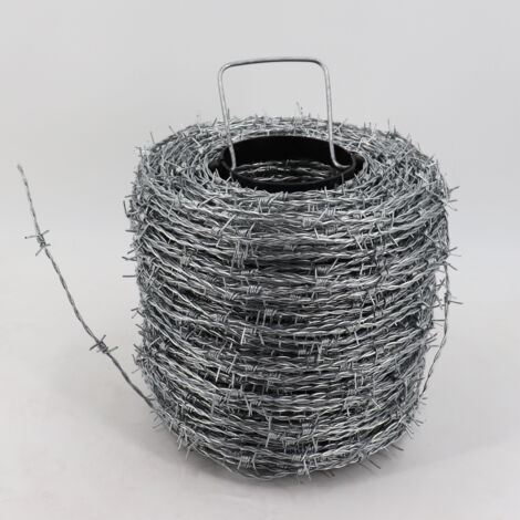 Fil Barbelé Galvanisé 4 Points 1.8 Mm × 10 M - Clôture Solide Anti-Intrusion Avec Gants De Protection Inclus