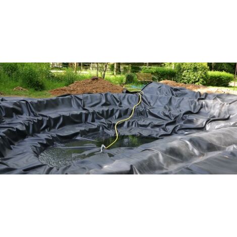 Liner de bassin en PVC 3 m x 4 m 1,0 mm, noir, bâche pour le