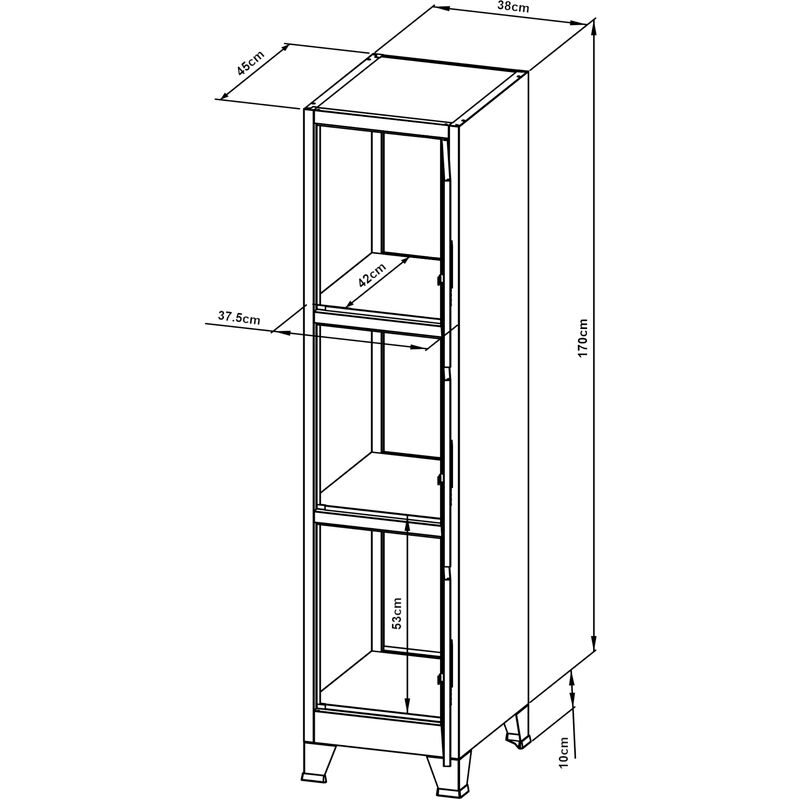 Armadio Spogliatoio Mobile a Colonna in Acciaio 180 x 38 x 45 cm Scomparti  con 6 Ante Chiusura a Chiave e Targhetta - Grigio [en.casa]