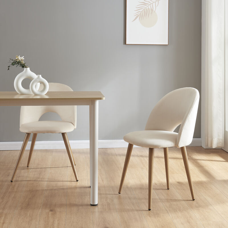 JUMI Sedia Da Pranzo Oslo – Velluto Beige Con Gambe In Legno – Cuscino Imbottito – Portata 130 Kg - 3