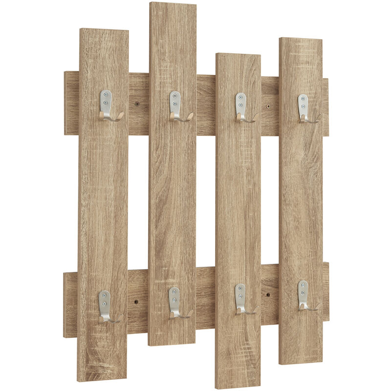 Appendiabiti Da Parete 4 Pannelli Con 8 Ganci - Effetto Rovere, 80x60cm, Per Ingresso E Camera - Foto 6