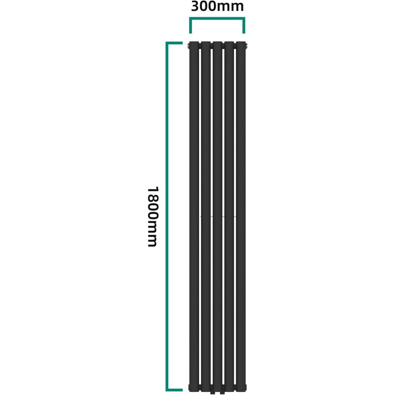 Termosifone Nore ad Acqua Calda Pannello Doppio con Elementi Tubolari 180 x  30 cm Nero [neu.haus]