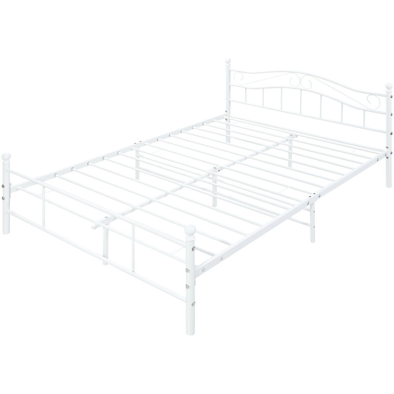 Letto matrimoniale con Testiera Metallo Bianco 140x190 cm CFW824493