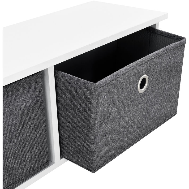 Appendiabiti Da Parete Con 5 Ganci, Ripiano E 3 Scatole - Bianco/Grigio, 100x30cm, Per Ingresso O Camera - Foto 5