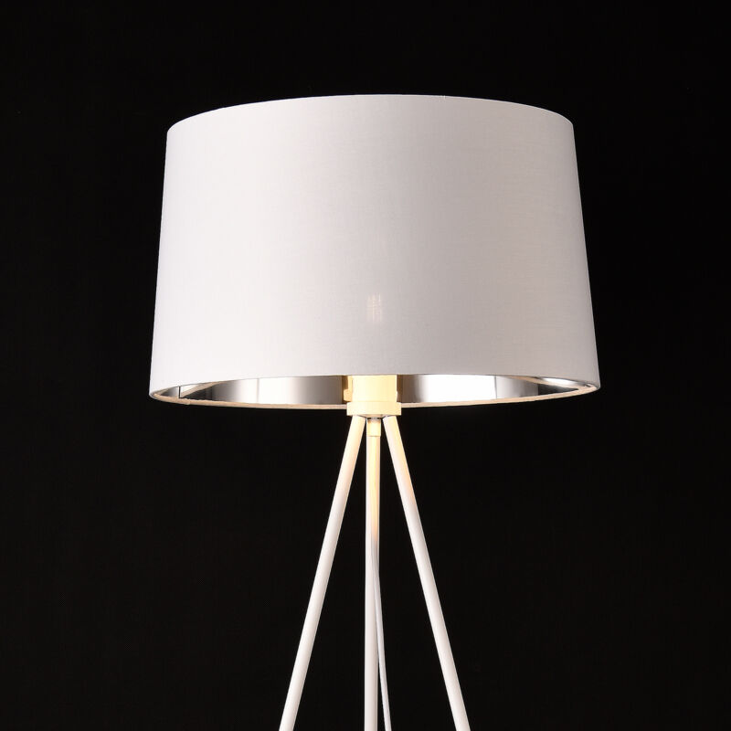 Paco Home Lampada Da Terra Soggiorno LED Paralume In Tessuto E27 Legno