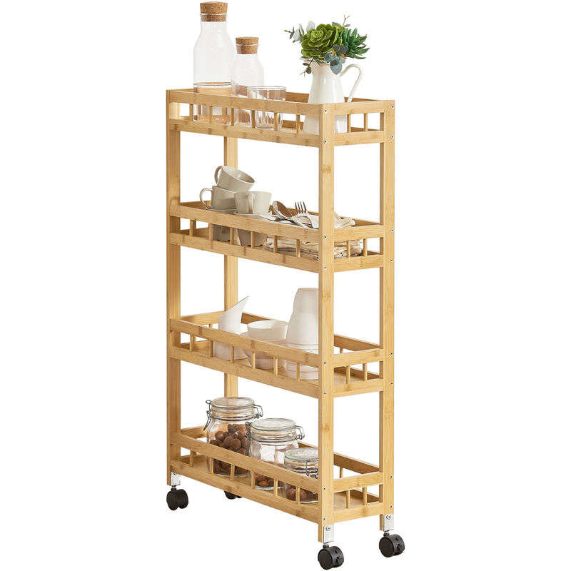 HAUSPROFI Scaffale Sottile 6 Ripiani Con Ruote 25x58x155 Cm - Mensola Stretta Per Cucina, Bagno, Ufficio, Nero - 2