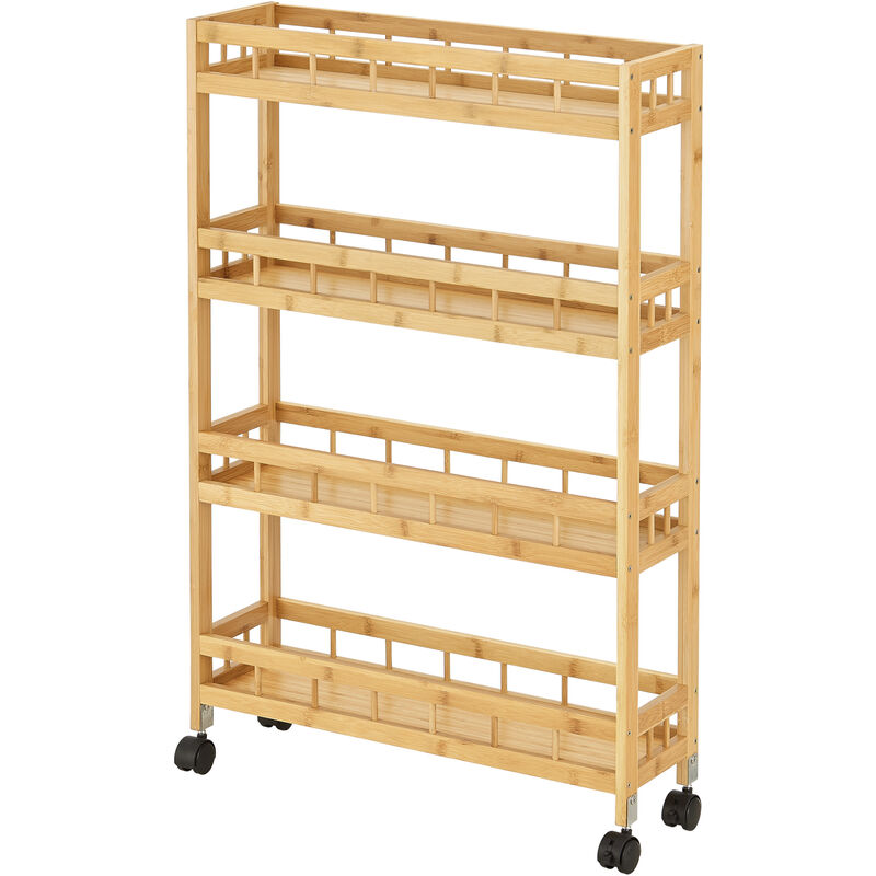 XIANGLV Scaffale Nero, 42 x 32 x 165 cm, Scaffalatura Alta e Stretta a 6 Ripiani con Ruote e Piedini Antiscivolo, scaffalatura regolabile e vano portaoggetti per Garage, Bagno, Cucina, Angolo