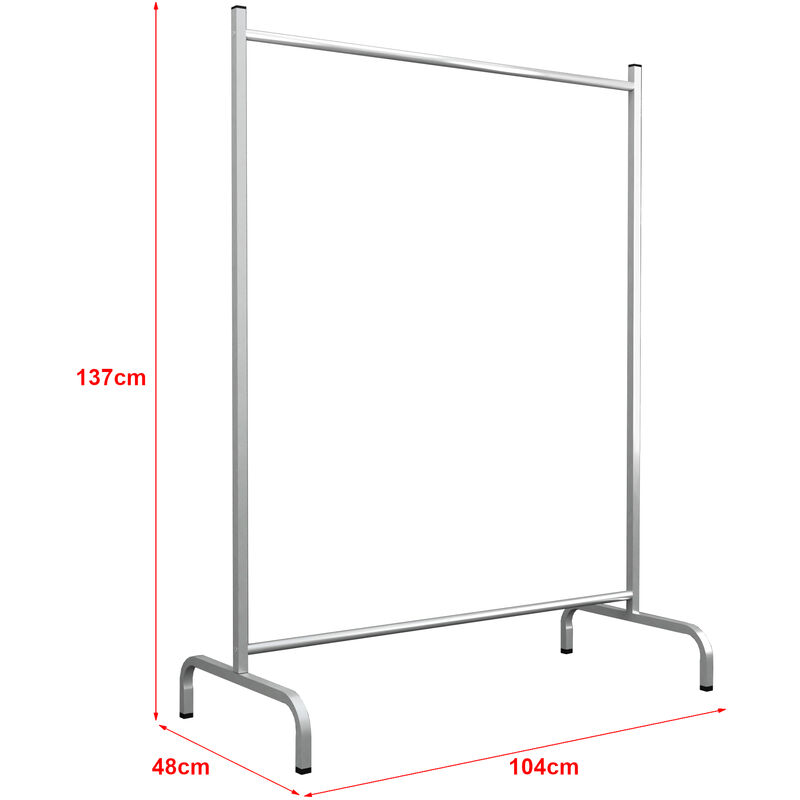 The Shopfitting Shop Asta Appendiabiti Resistente, Grigio Argento, 0,9 m di Lunghezza x 1,5 m Altezza, Tubo di Acciaio da 32 mm