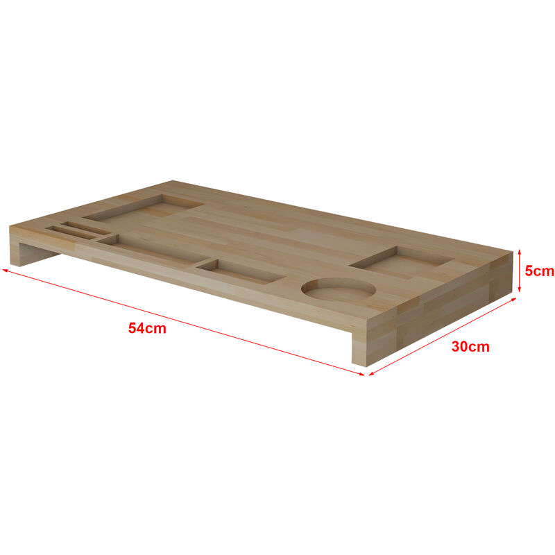 en.casa] Supporto di Rialzo Monitor (AxLxP) 5 x 54 x 30 cm Base per Schermo  / PC Portatile Piano d'Appoggio per Notebook - Struttura in Legno di Faggio  : : Informatica