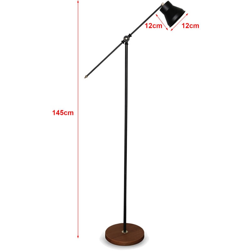 Lampada da Terra Alta 145 cm Piantana Tripode Lampada a Treppiede con  Paralume Cilindrico in Tessuto Nero - lux.pro