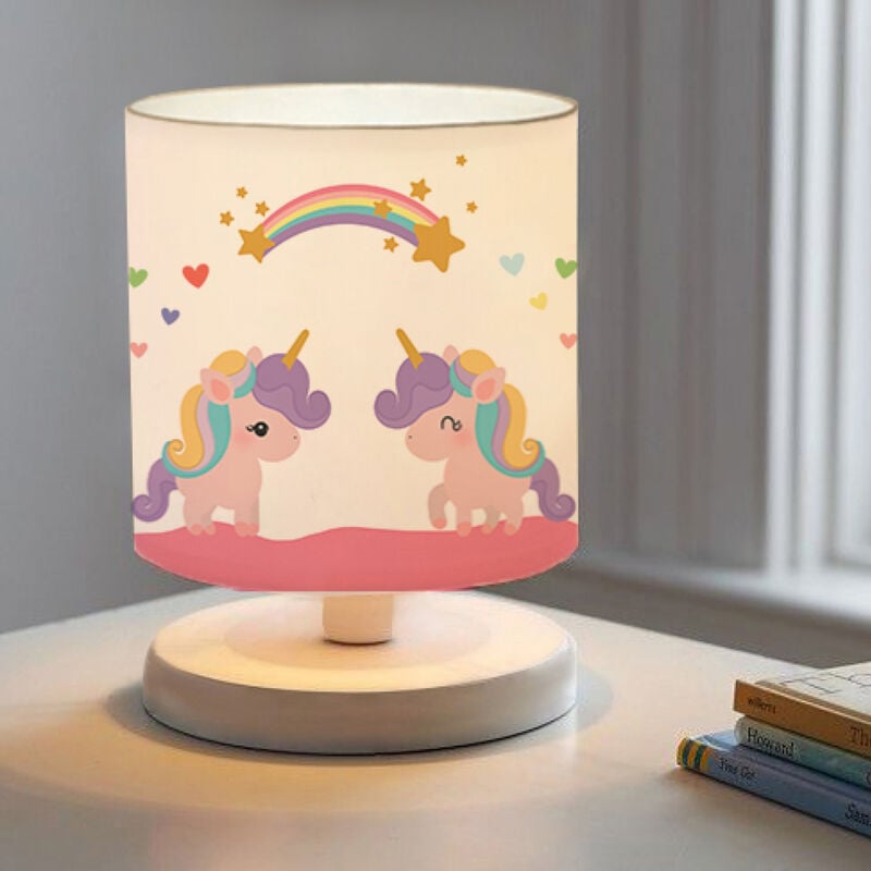 Letto per bambini Unicorno in legno mdf e tendina in tessuto colorato