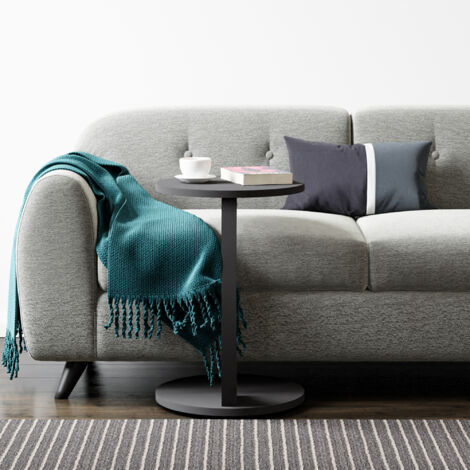 Tavolino C Con Ruote, Piano D'Appoggio Per Divano E Letto, Design Salvaspazio 38 Cm, Facile Da Spostare, Colore Grigio, Struttura In Legno