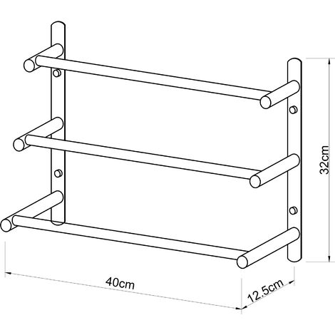 Portasciugamani da Parete Harjavalta a Scala con 3 Barre Acciaio Nero  [neu.haus]