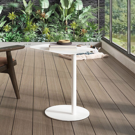 Tavolino Laterale da Divano Nastätten Metallo Piano Trapezoidale - Bianco [en.casa]