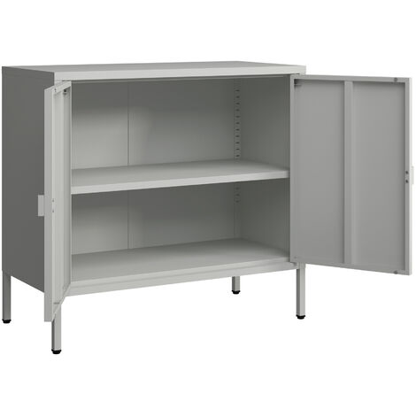 Armadio a 2 Ante e Ripiano Interno Regolabile in Altezza Armadio da Ufficio  Mobile in Acciaio per Archivio 75 x 80 x 40 cm - Grigio chiaro [en.casa]