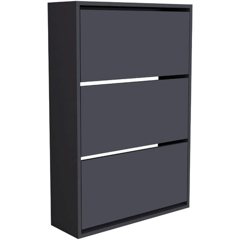 Scarpiera Stretta ROMMAK Con 3 Cassetti Ribaltabili - Armadio Per Scarpe In Ingresso, 60x24x118 Cm, Legno Naturale, Antiribaltamento
