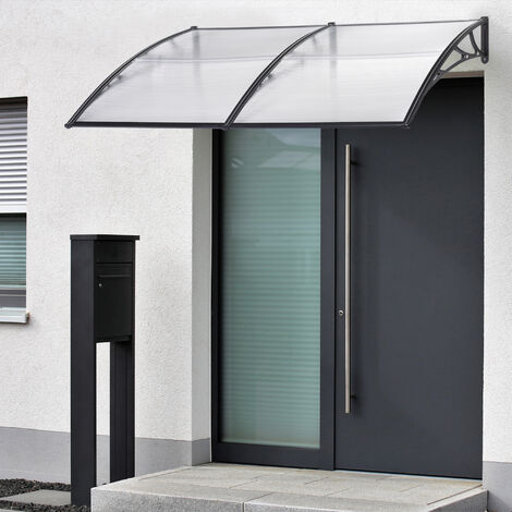 Pensilina per Ingresso Mellerud in Policarbonato 240 x 100 cm Trasparente / Nero [en.casa]