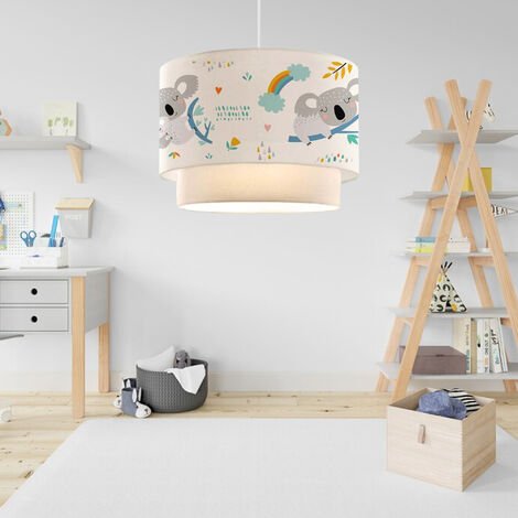 Lux.pro Lampada A Sospensione Doppio Paralume Cilindrico 40 Cm – Lampadario In Tessuto Grigio/Oro, Altezza Regolabile Per Soggiorno E Ingresso - 3