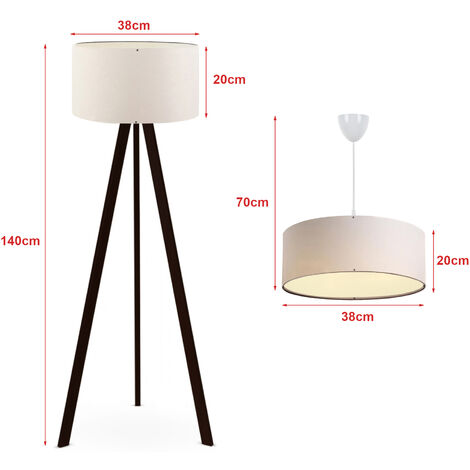 Set di 2 Lampade 'Scunthorpe' Composto di 1 Piantana - Lampada da Terra e 1  Lampadario - Lampada