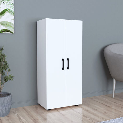 Armadio a 2 Ante Armadio Stretto con 4 Ripiani Mobile per Guardaroba Armadio da Ingresso Corridoio 108 x 49 x 32 cm - Bianco [en.casa]