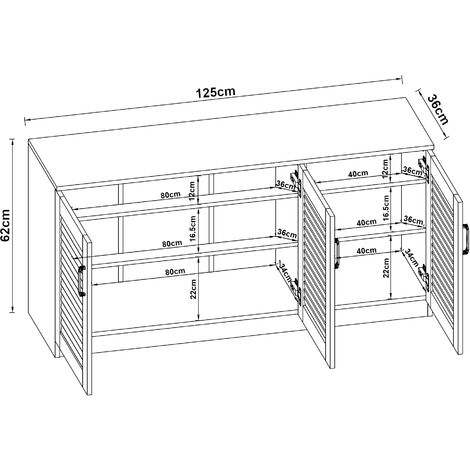 Armadio Scarpiera Løten con Ante a Persiana 62 x 125 x 36 cm Bianco [en.casa ]