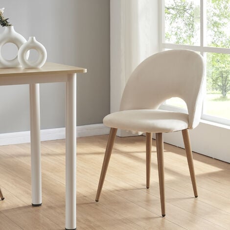 Set Karijoki di Sedie da Sala Pranzo Effetto Velluto Beige