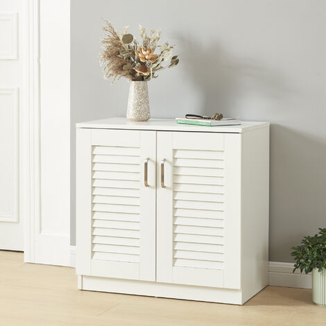 Armadio Scarpiera Løten con Ante a Persiana 62 x 63 x 36 cm Bianco [en.casa] (1/5)