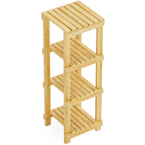 Scaffale da Bagno Kinnula con 4 Ripiani a Doghe Legno di Pino Naturale 90 x  30