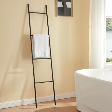 Portasciugamani da Terra Bodø a Forma di Scala 176 x 38 cm Acciaio Nero