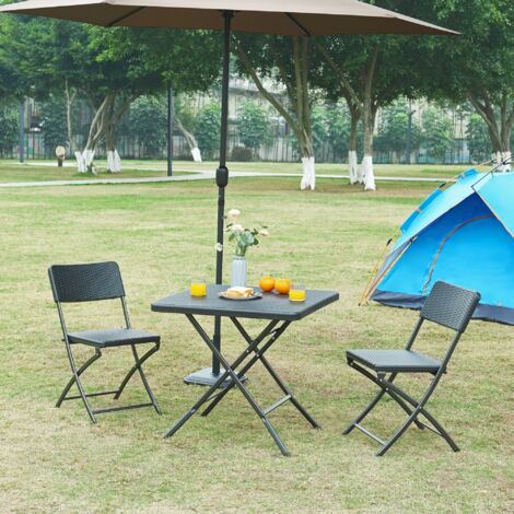 Set tavolo da campeggio tavolo da picnic pieghevole con panche nero