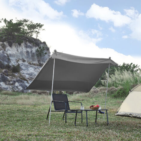 Telo Parasole a Vela Bernheze con 2 Pali 200x200x170 cm Grigio pro.tec (1/5)