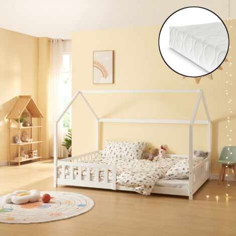 Letto Casetta Per Bambini In Legno Di Pino 120x200cm - Stile Montessori, Con Comignolo, Ideale Per Camerette Creative - Foto 2