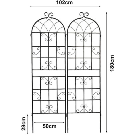 DHGVCED Obelisco da Giardino Traliccio per Piante Rampicanti in Vaso per Interni Ed Esterni 1.2/1.8M Piante Alte Supporto Traliccio per Rampicanti Piante Verdure Leggero, Nero(Size:120cm/47.2inch
