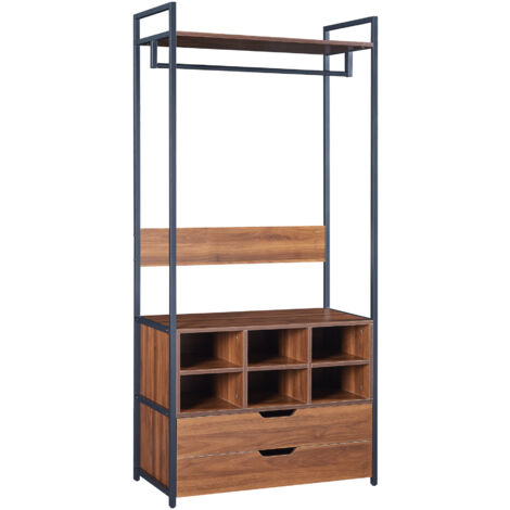 Armadio Aperto En.casa 180x120cm - Guardaroba Con Cassetti E Appendiabiti In Effetto Noce - Foto 13