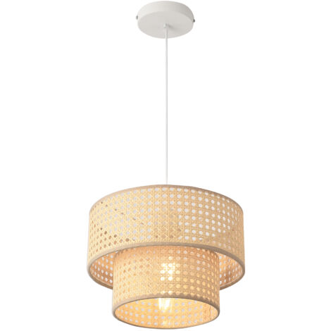 Set 2 Paralumi In Bambù Cilindrici 30cm E 16cm – Effetto Rattan Boho Per Lampade Da Terra E Sospensione