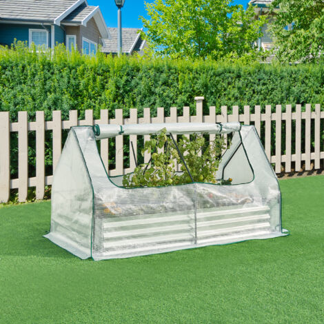 Orto Rialzato Zincato COSTWAY Con Serra - 180x90x91 Cm, Con Copertura In PVC E Finestre - Foto 11