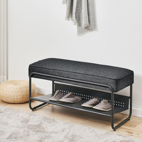 Panca Portascarpe Lillehammer Scarpiera 90x37x42 cm Nero [en.casa]