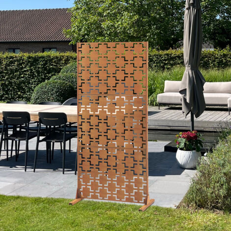 Pannello Divisorio Basciano Struttura Traforata in Acciaio 180 x 90 cm Marrone Ossidato casa.pro
