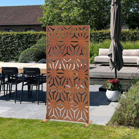 Paravento Frangivista Per Balcone E Giardino – 180x178 Cm, Motivo Fiori Verdi, Telaio In Acciaio, Divisorio Da Esterno