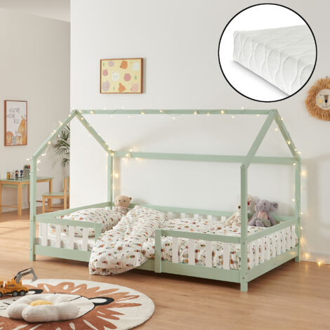 Letto A Casetta In Legno Di Pino Per Cameretta – Stile Montessori Con Materasso Incluso 180x200 Cm, Bianco - 5