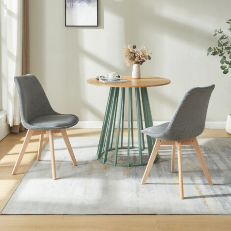 Set Di 2 Sedie Da Pranzo Girevoli In Velluto Grigio – Con Braccioli, Imbottitura A Molle E Rivestimento Certificato Oeko-Tex - 2