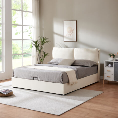Letto Matrimoniale VASAGLE Con LED, 4 Cassetti, Stazione Di Ricarica USB, Testiera Regolabile – 160x200 Cm, Grigio Ardesia