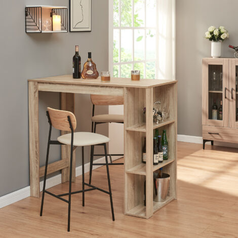 Tavolo Alto da Bar Danderyd Bancone a 3 Ripiani Laterali 120 x 60 x 106 cm - Effetto Rovere [en.casa]