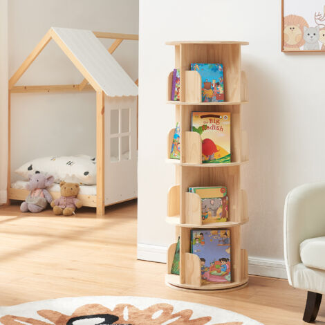 Libreria Girevole Chasek per Cameretta a 4 Livelli in Legno di Pino 125 x Ø44 cm [en.casa]