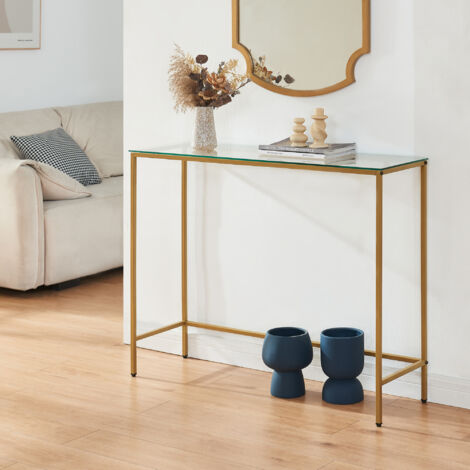solaround Tavolo consolle in acrilico, tavolo da ingresso con ripiani portaoggetti (1, 100 x 80 x 29,7 cm) (arancione