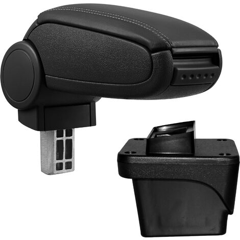 [pro.tec] Bracciolo centrale per Volkswagen Polo VI - Rivestimento in similpelle nero con cuciture nere - con vano portaoggetti