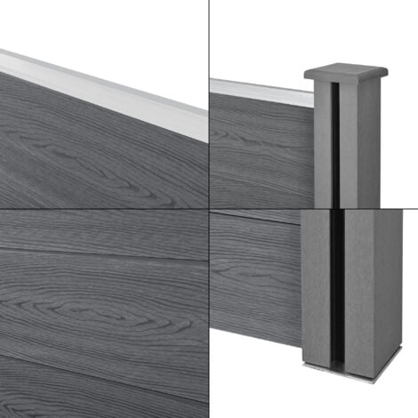 Recinzione in WPC per Giardino Staccionata Frangivista Alta 165 cm Lunga 162 cm Grigio NEU.HOLZ