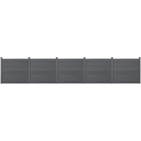 Recinzione in WPC per Giardino Staccionata Frangivista Alta 165 cm Lunga 770 cm Grigio NEU.HOLZ